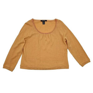 Ellen Tracy Sweater Womens Size XL Orange 100% Cashmere Long Sleeve Pullover